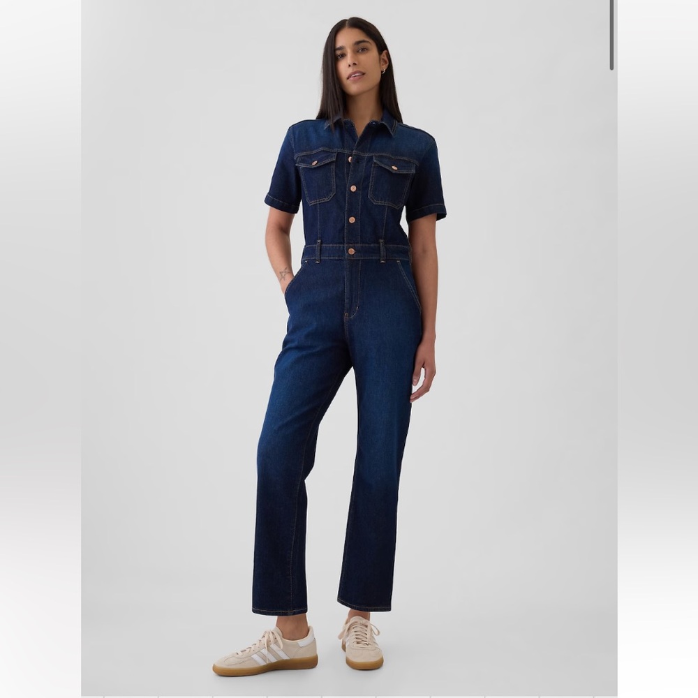 Denim Jumpsuit with Button Details